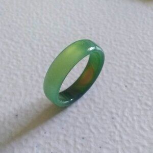 Lovely Green Agate Slim Stone Ring Band Size 8.75 ~ Self-Love + Prosperity Ring